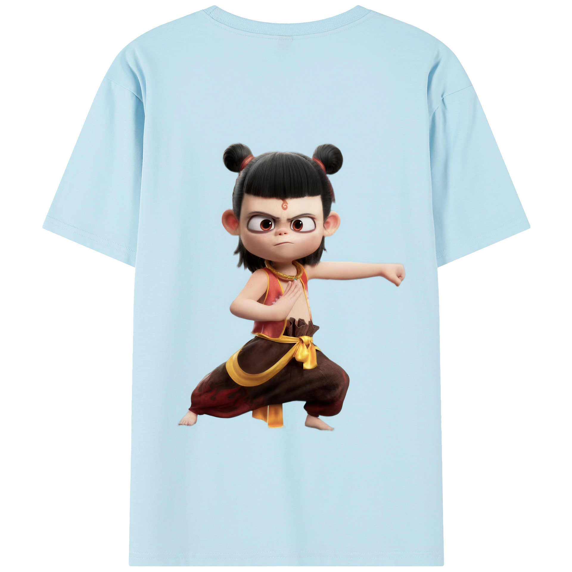 （画像用） Ne Zha 2 ナタ 魔童の大暴れ 綿100％半袖Tシャツ（背面プリント）